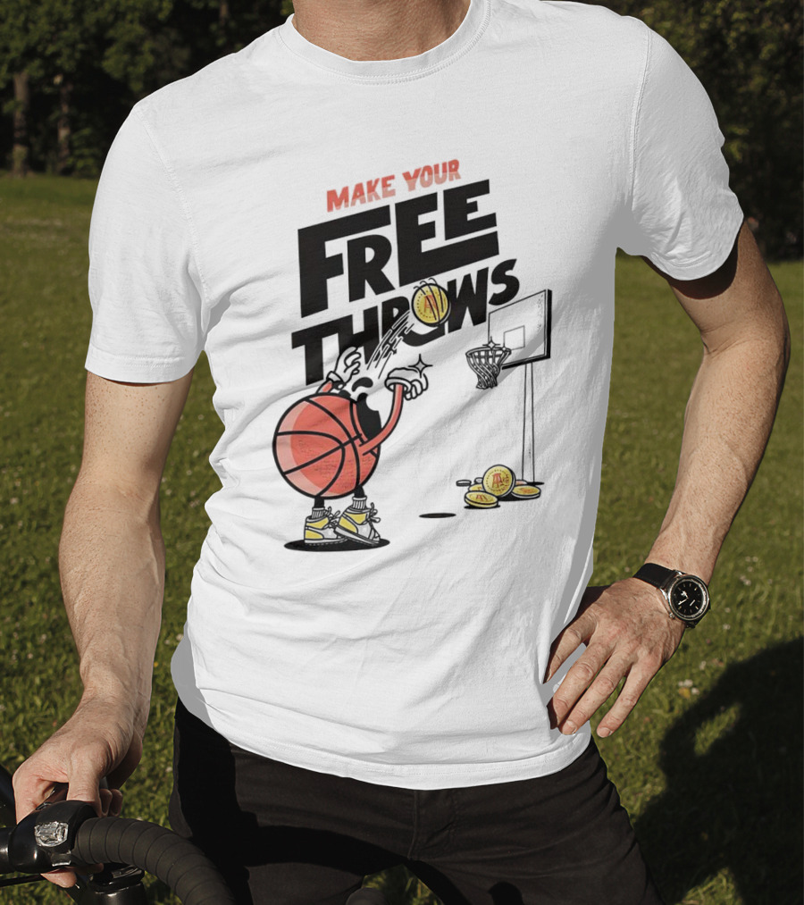 Make Your Free Throws Basketball Cartoon Coin Scoring T-Shirt