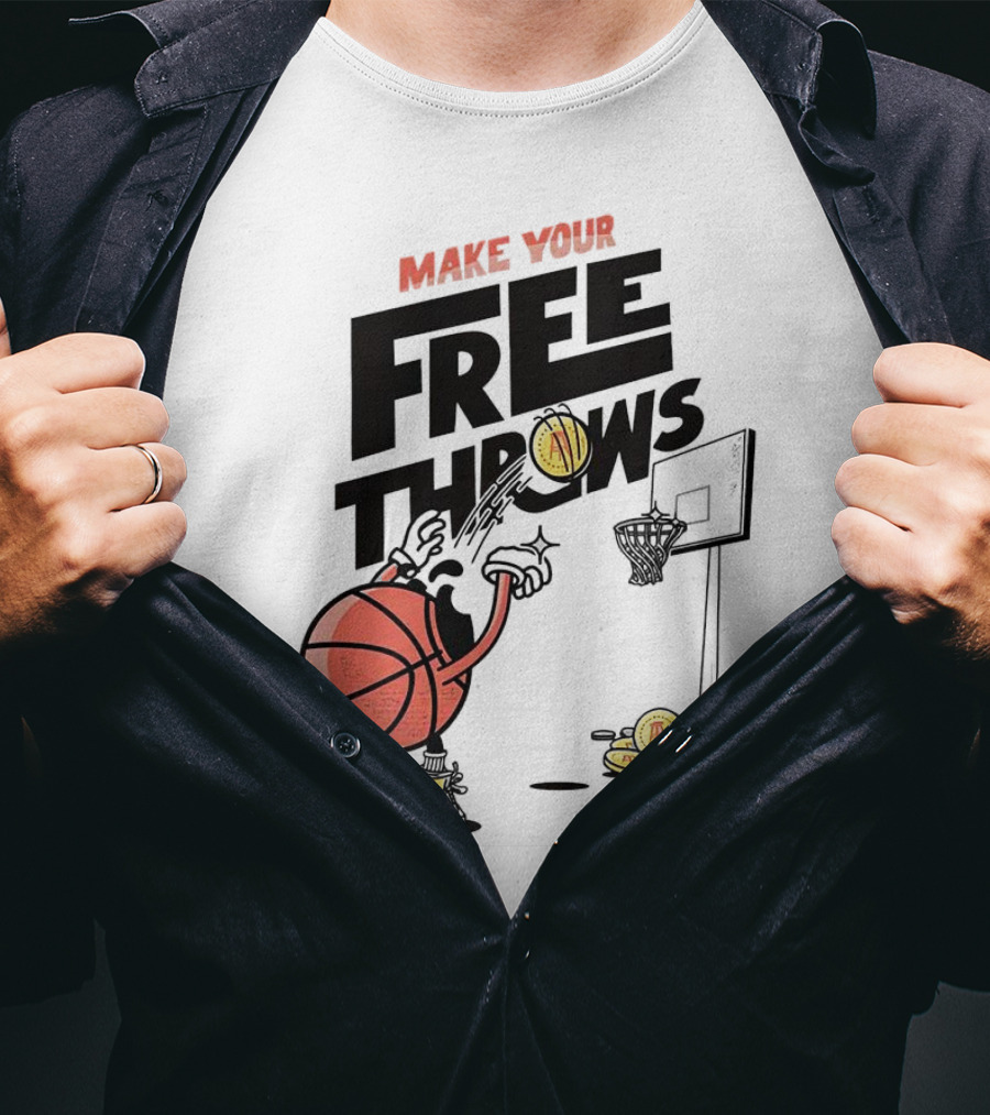 Make Your Free Throws Basketball Cartoon Coin Scoring T-Shirt