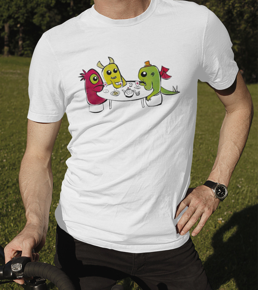 Monster Tea Party At Table With Cookies And Teacups T-Shirt