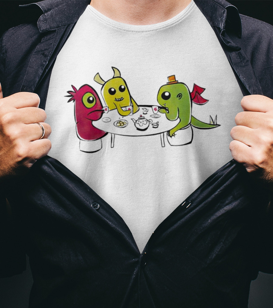 Monster Tea Party At Table With Cookies And Teacups T-Shirt