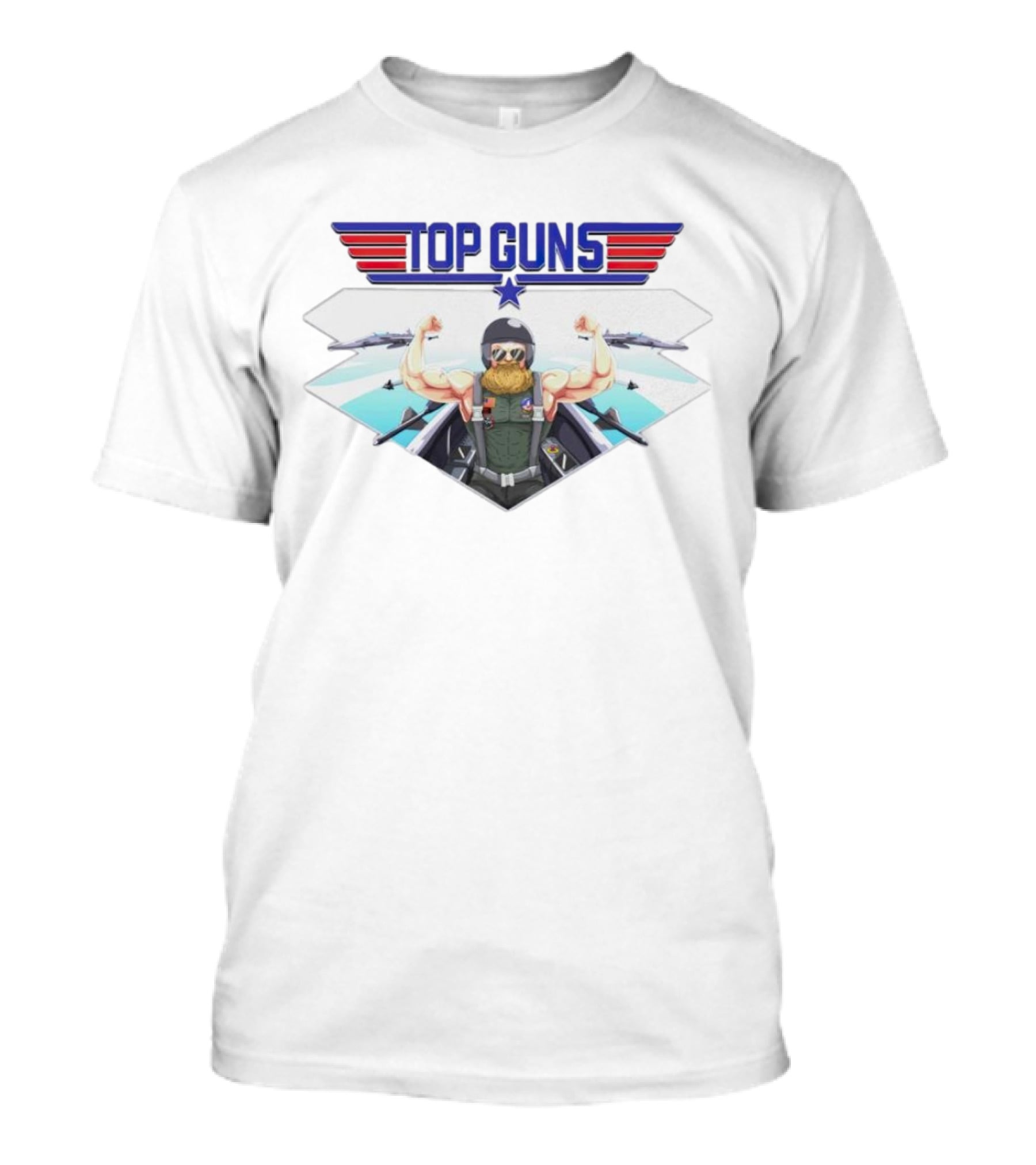 Papaswolio Top Guns Aviator Flex With Jet Background T-Shirt