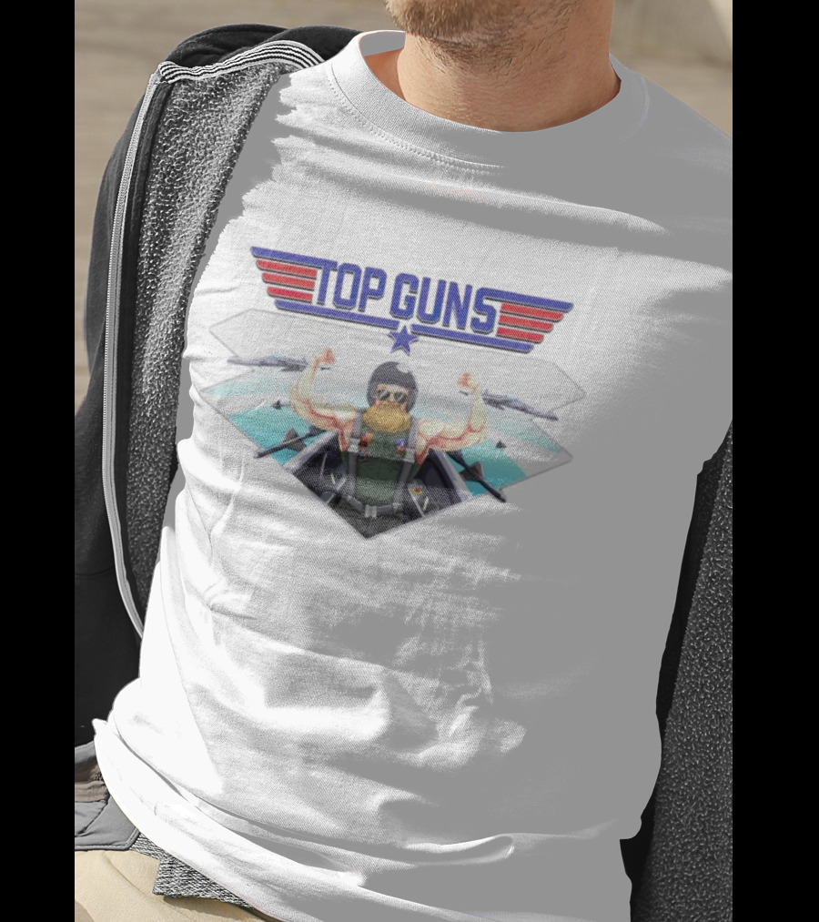Papaswolio Top Guns Aviator Flex With Jet Background T-Shirt