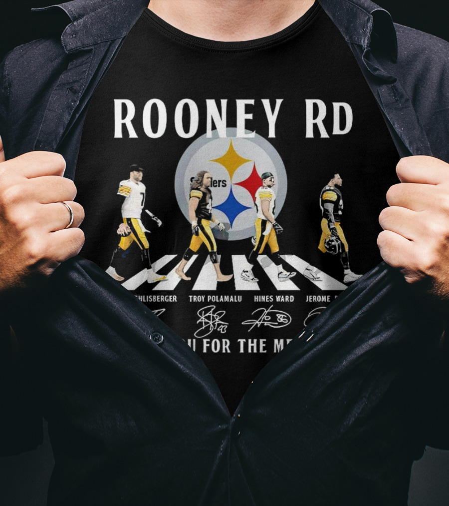 Rooney Rd Pittsburgh Steelers Ben Roethlisberger Troy Polamalu Hines Ward Jerome Bettis Thank You For The Memories Signatures T-Shirt