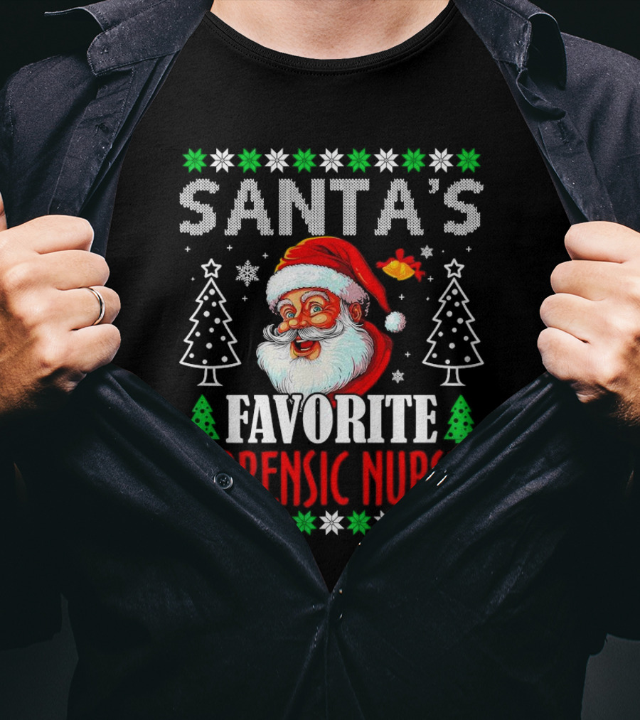 Santa's Favorite Forensic Nurse Christmas Holiday T-Shirt