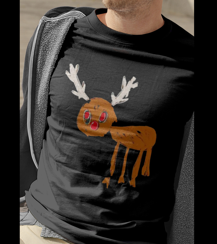 Reindeer Ugly Holiday Rudolf Drawing T-Shirt
