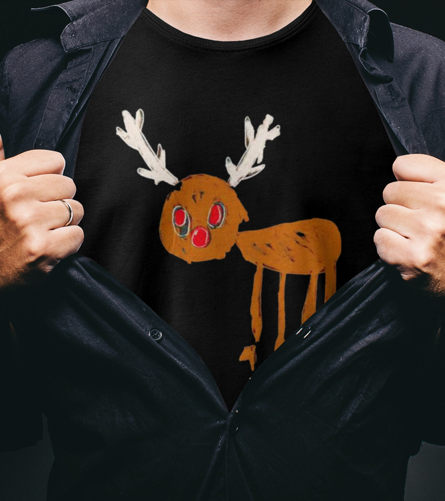 Reindeer Ugly Holiday Rudolf Drawing T-Shirt