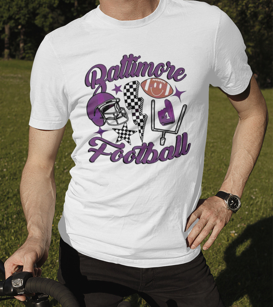 Baltimore Football NFL Team Helmet Smile Number One T-Shirt