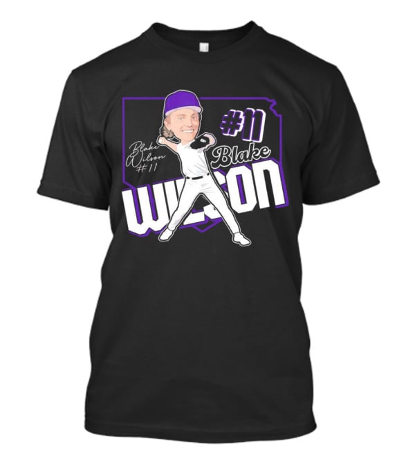 Blake Wilson #11 Kansas State Wildcats Baseball Cartoon Signature T-Shirt