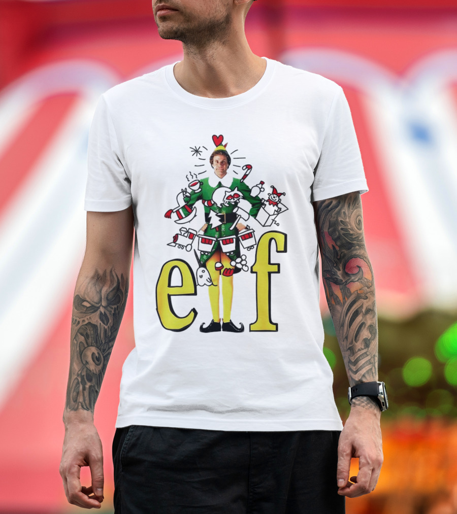 Elf Movie Inspired Christmas Sketch Design Featuring Iconic Character T-Shirt