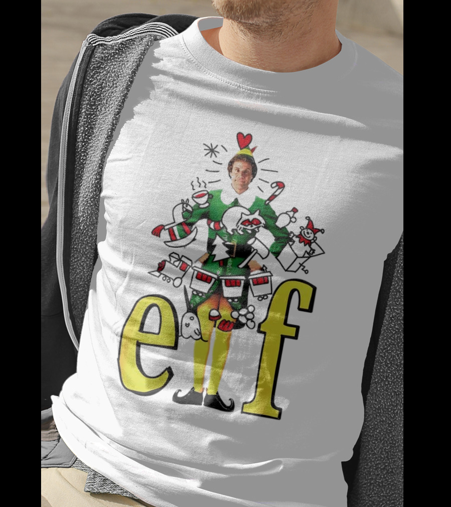 Elf Movie Inspired Christmas Sketch Design Featuring Iconic Character T-Shirt