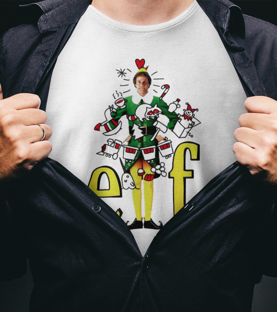 Elf Movie Inspired Christmas Sketch Design Featuring Iconic Character T-Shirt