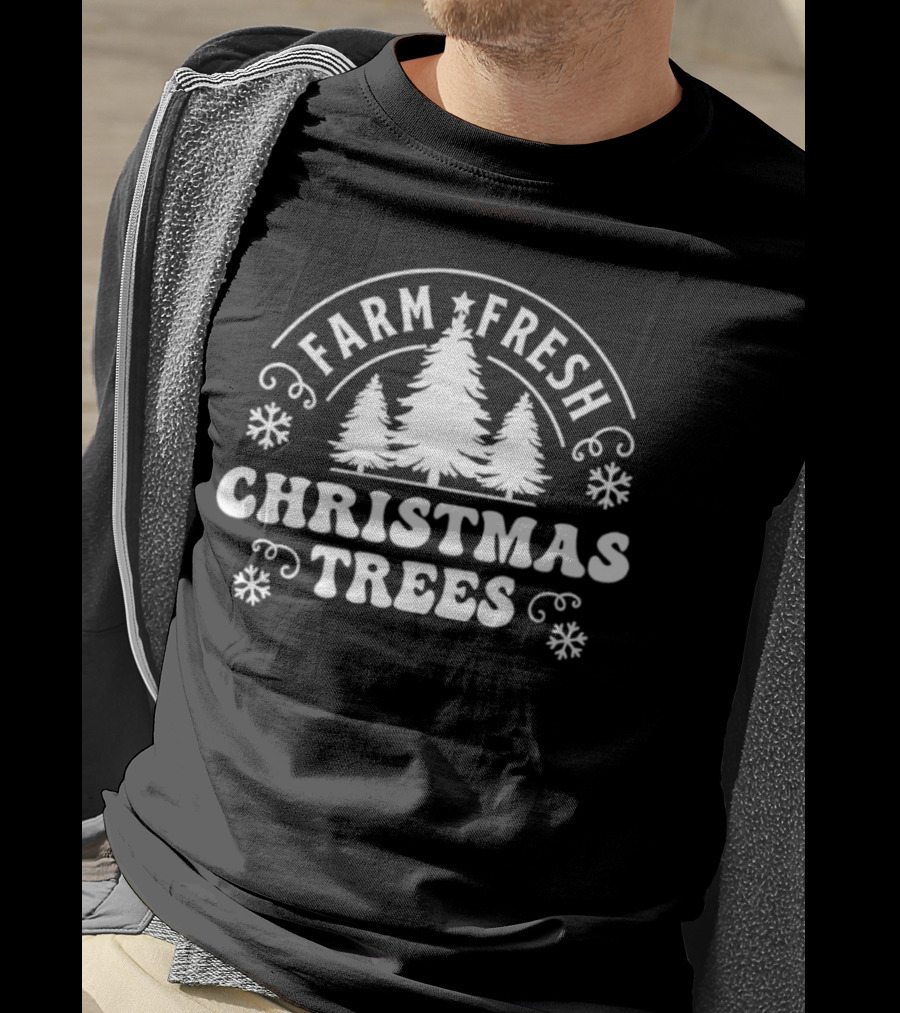 Farm Fresh Christmas Trees Snowflakes Pines T-Shirt