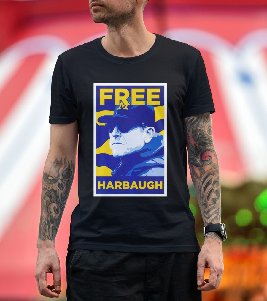 Free Harbaugh Michigan Wolverines Coach Insider T-Shirt