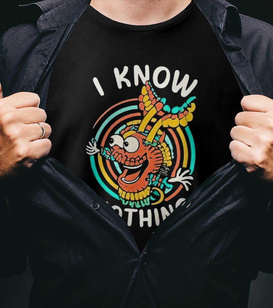 I Know Nothing Vibrant Cartoon Creature With Colorful Swirls T-Shirt