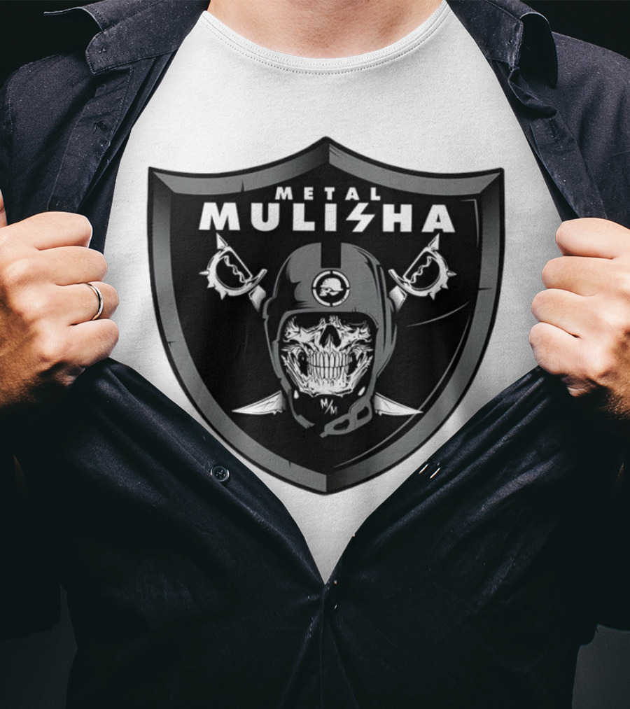 Las Vegas Raiders Skull Metal Mulisha Shield Halloween Helmets Swords T-Shirt