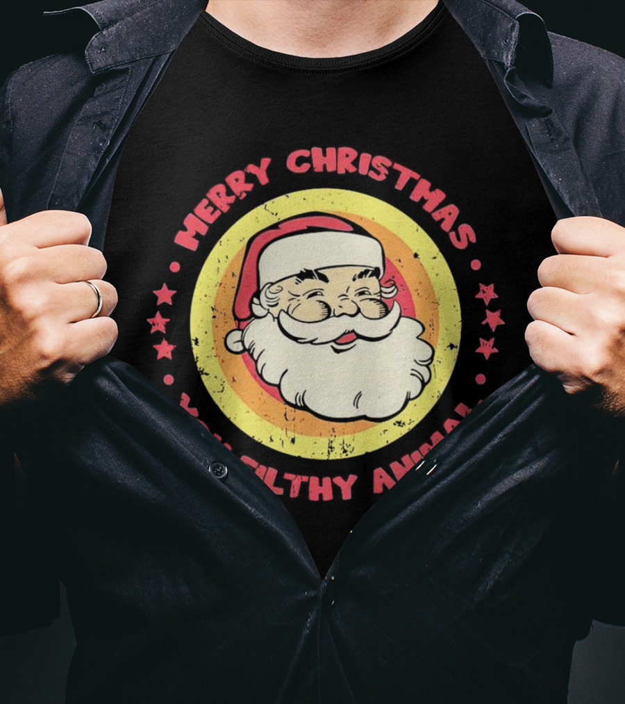 Merry Christmas You Filthy Animal Santa T-Shirt