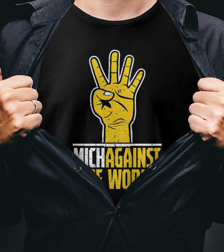 Mich Against The World Football Fan Hand T-Shirt