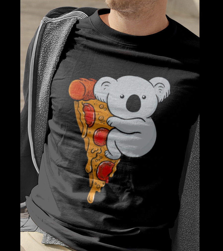 Koala Hugging Pizza Slice Cartoon T-Shirt