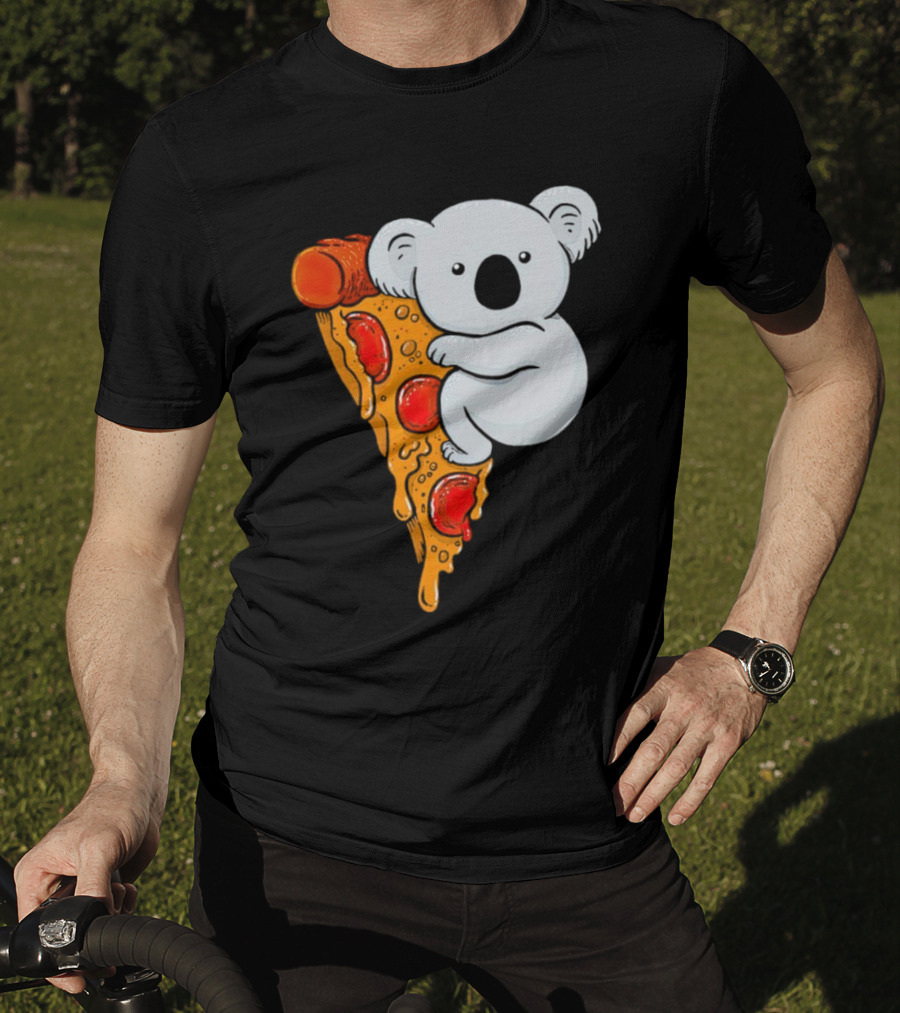 Koala Hugging Pizza Slice Cartoon T-Shirt