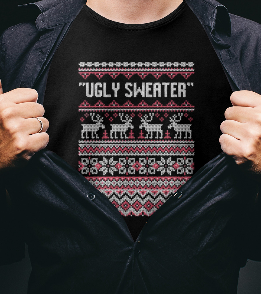 Ugly Sweater Christmas Reindeer Snowflake T-Shirt