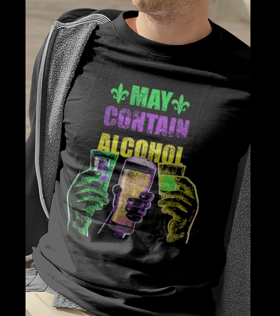 May Contain Alcohol Fleur-de-Lis Colorful Drink Glasses T-Shirt