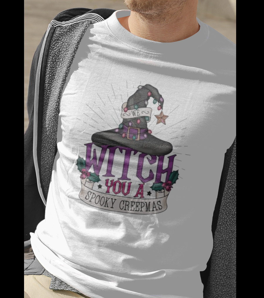 We Witch You A Spooky Creepmas Christmas Magic Hat Holiday T-Shirt