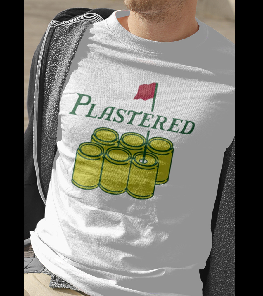 Plastered Flag With Beer Can Pyramid And Red Golf Pin T-Shirt