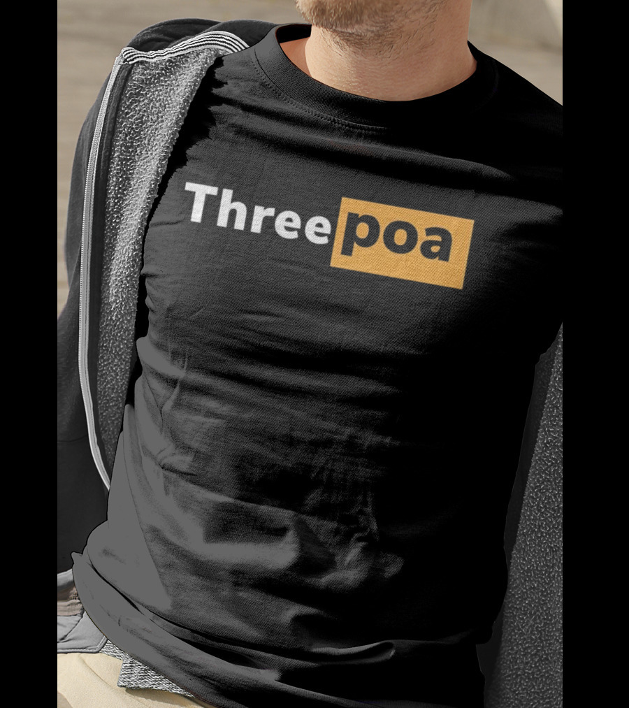 Threepoa Hub Classic Style Text Bold Minimalist Contrast T-Shirt