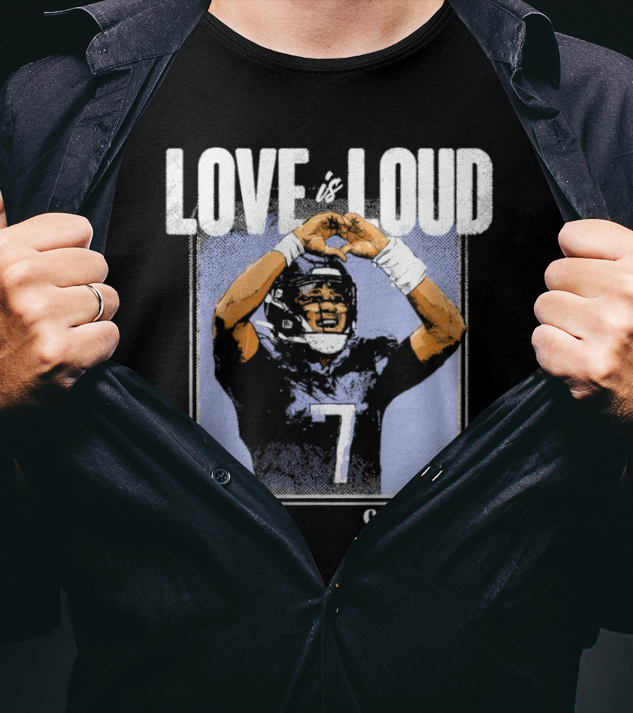 C.J. Stroud Love Is Loud Football Number 7 T-Shirt