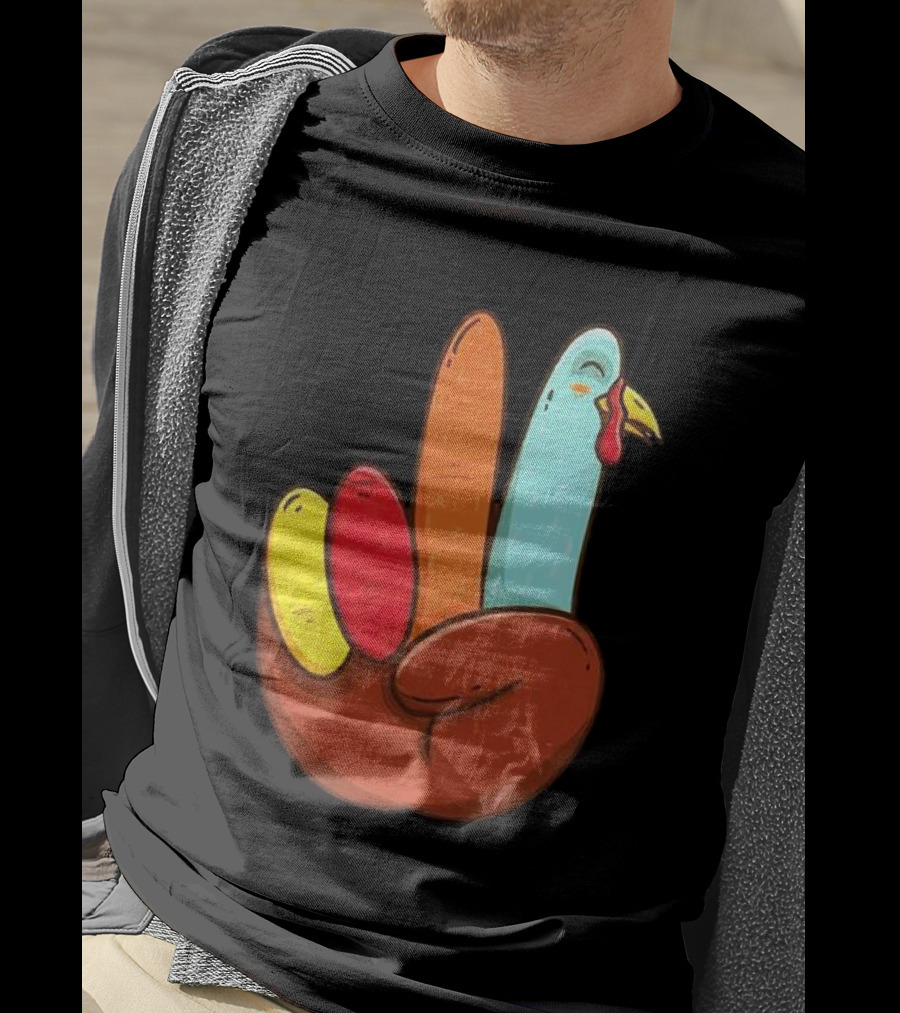 Peace For Turkeys Hand Gesture Turkey Pardon Humor T-Shirt