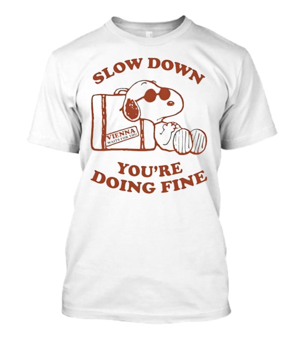 Snoopy Slow Down You’re Doing Fine Vienna Waffle Box T-Shirt