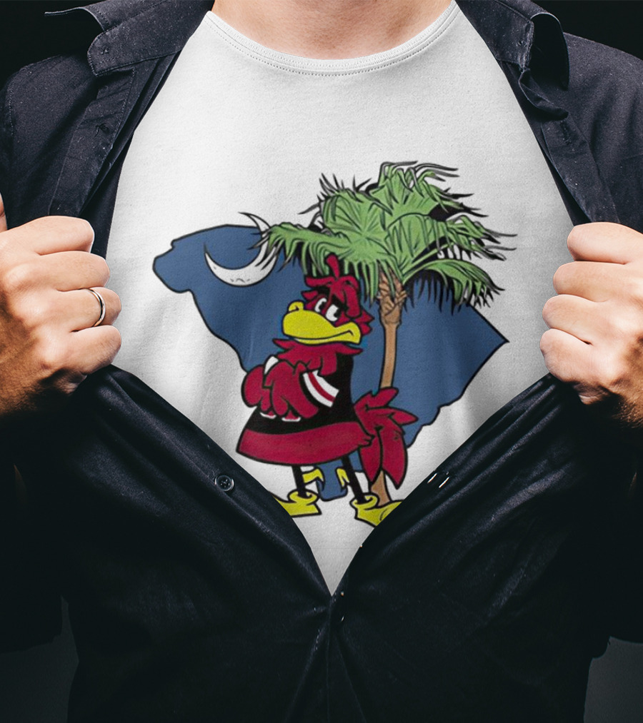 South Carolina Gamecocks Mascot State Emblem Palmetto Tree And Crescent Moon T-Shirt