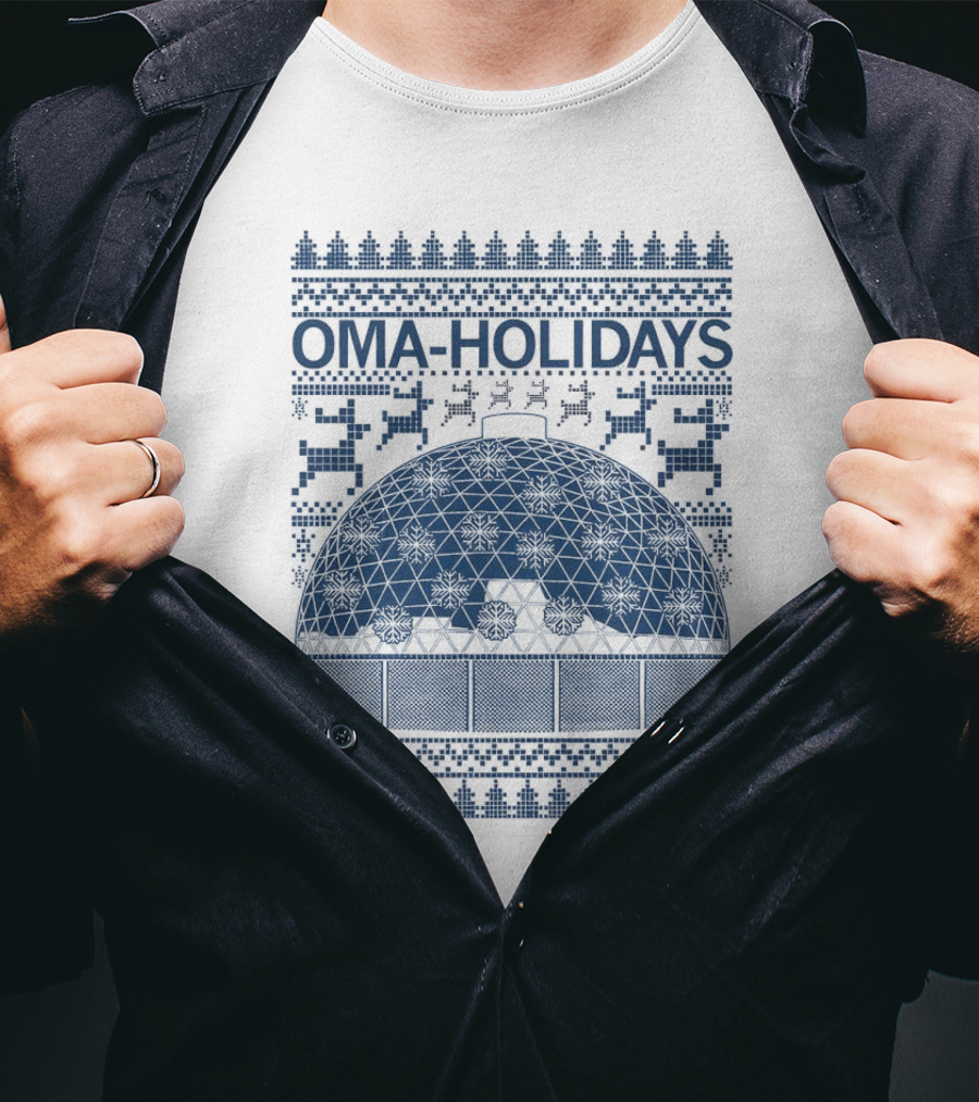 Oma Holidays Christmas Dome Pattern With Reindeer And Trees T-Shirt