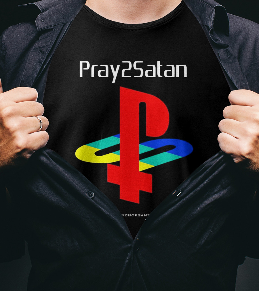 Pray2Satan Anchorsand Playstation T-Shirt