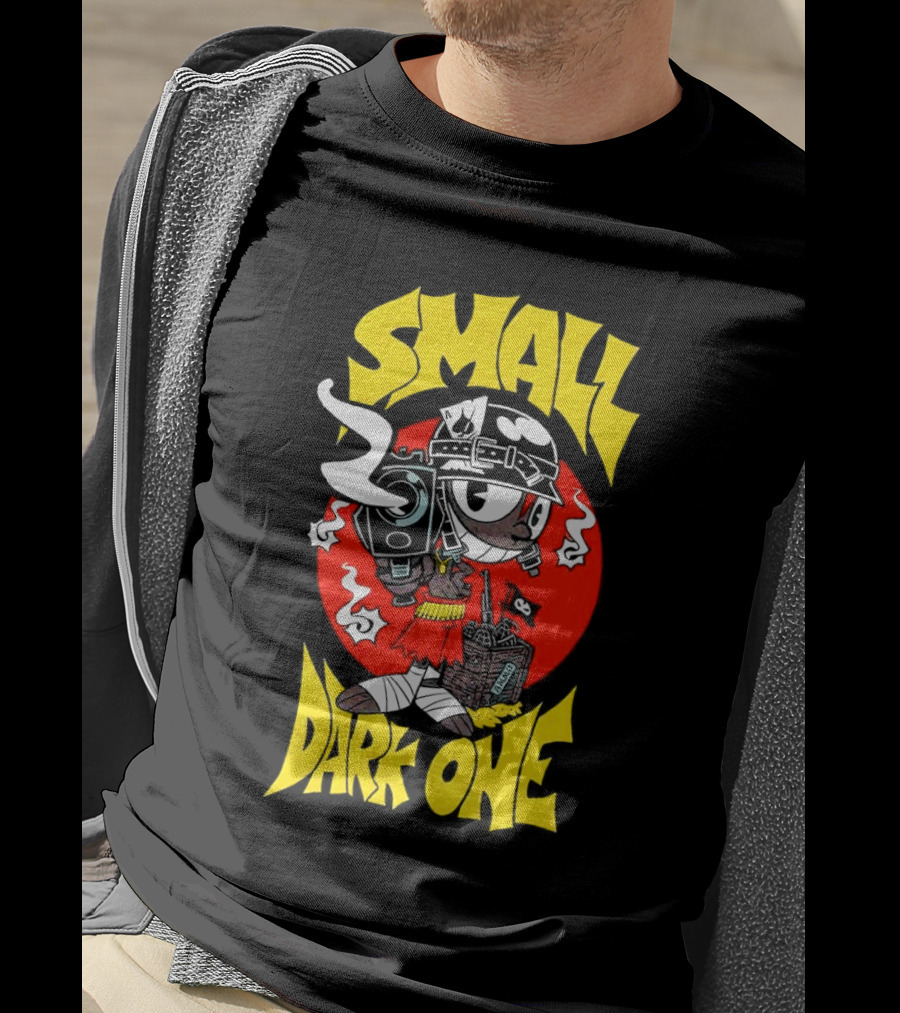 Small Dark One Gunsmoke Skateboard Pizza Character T-Shirt