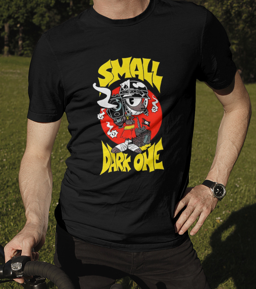 Small Dark One Gunsmoke Skateboard Pizza Character T-Shirt