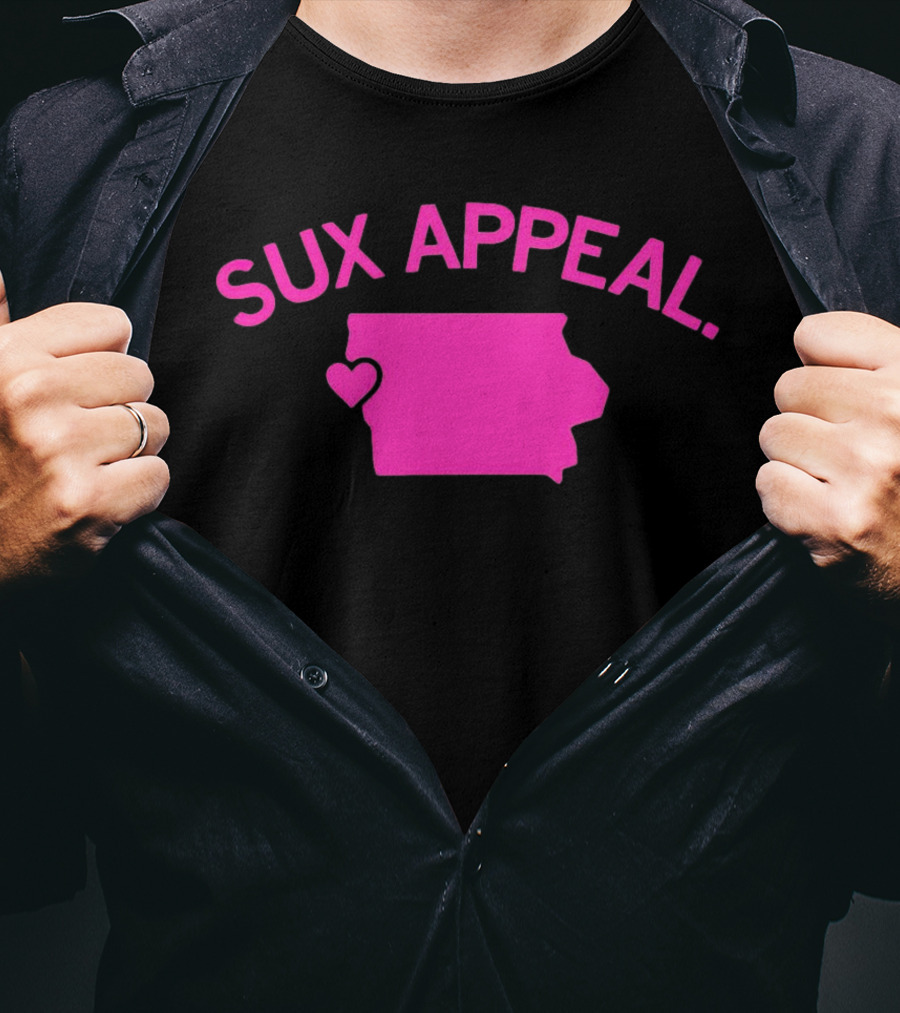 Sux Appeal Pink Iowa Heart Map T-Shirt