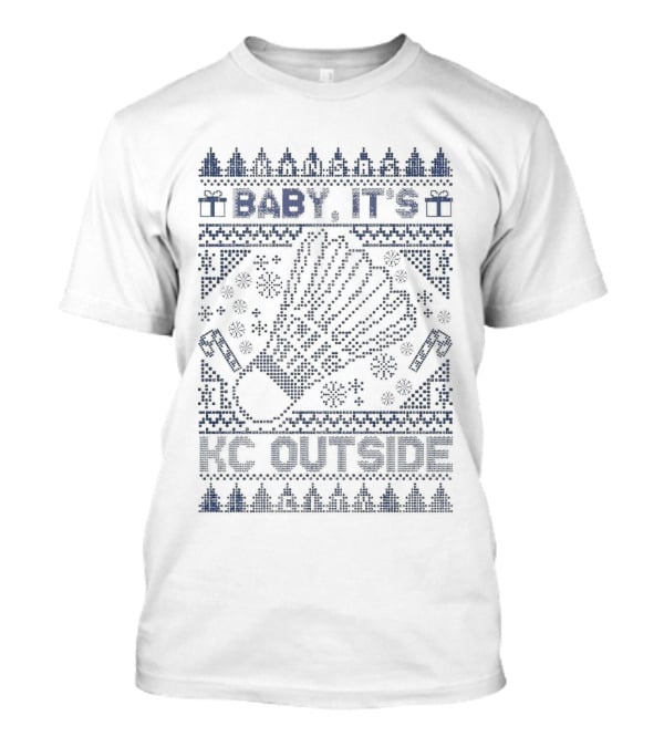 Baby It’s KC Outside Ugly Sweater Style With Mittens And Winter Icons T-Shirt