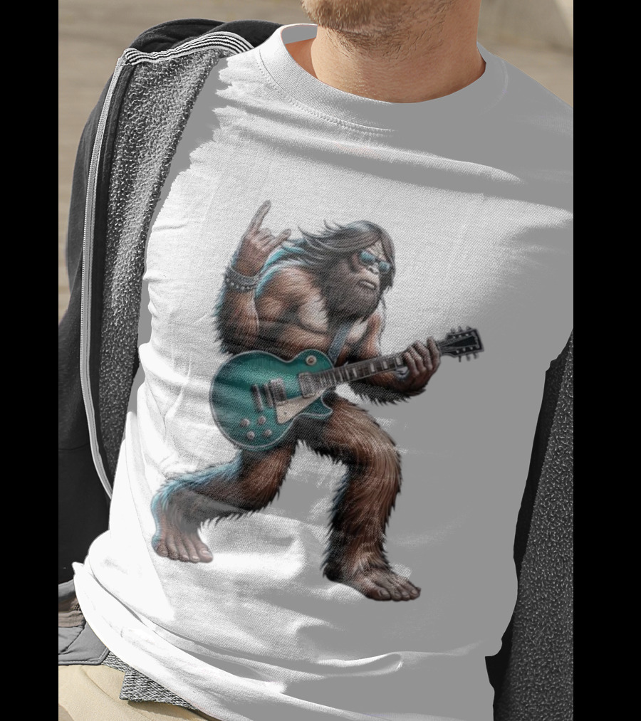 Bigfoot Rocking Out With Electric Guitar T-Shirt