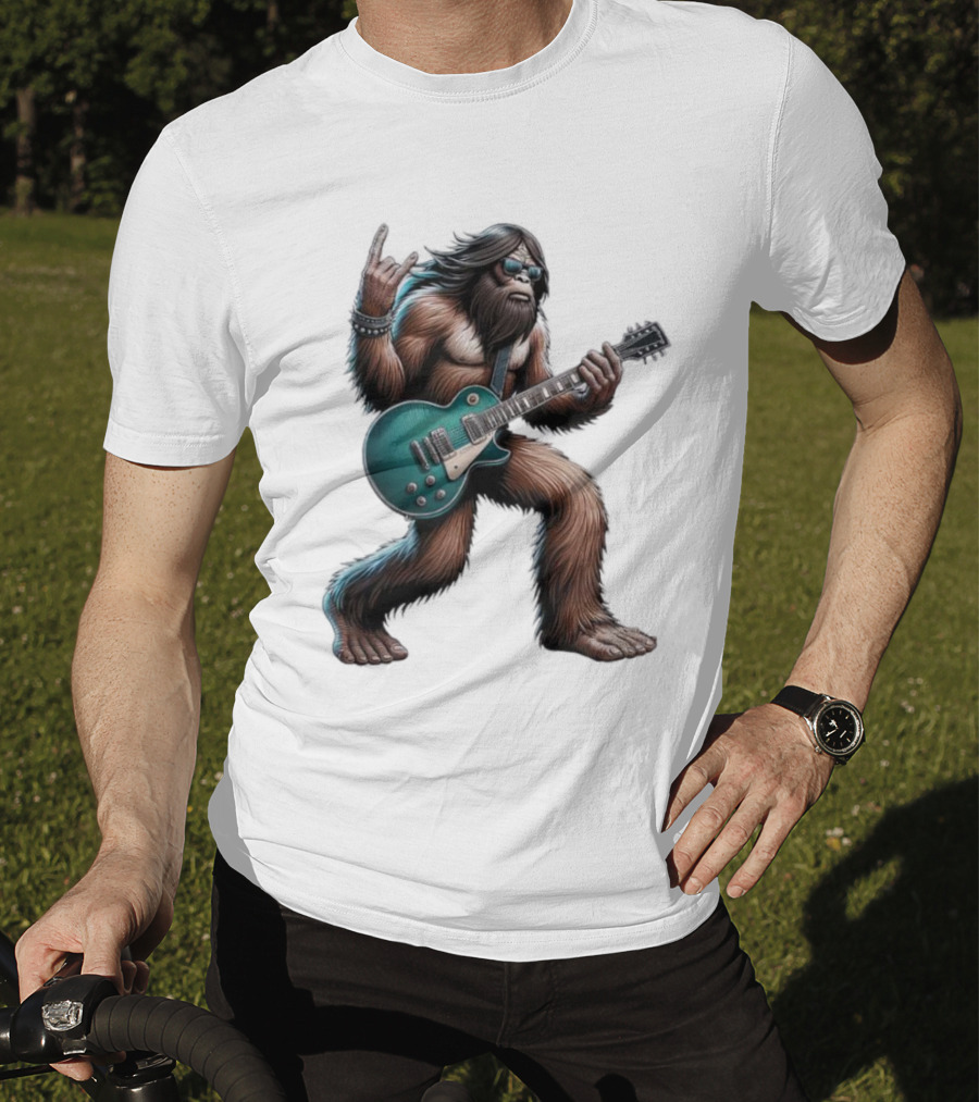 Bigfoot Rocking Out With Electric Guitar T-Shirt