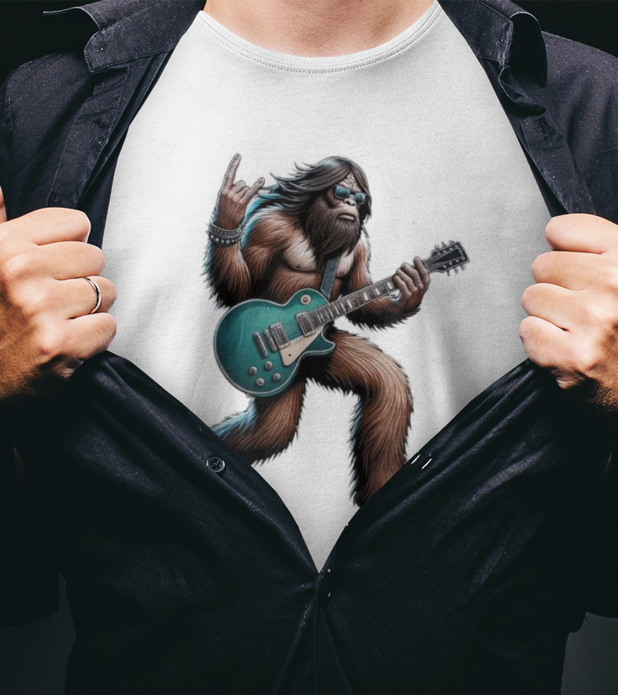 Bigfoot Rocking Out With Electric Guitar T-Shirt