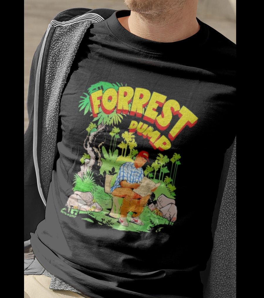 Forrest Dump Cartoon Toilet Jungle Reading T-Shirt