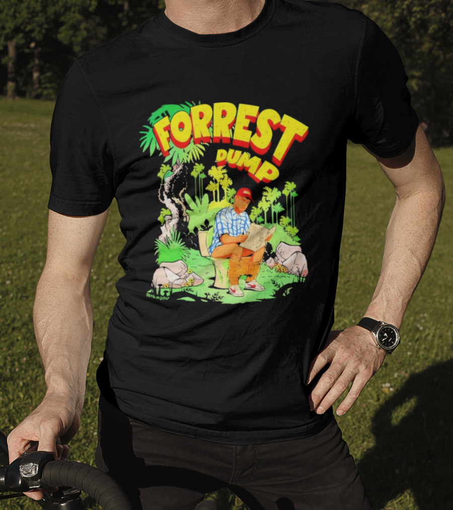 Forrest Dump Cartoon Toilet Jungle Reading T-Shirt