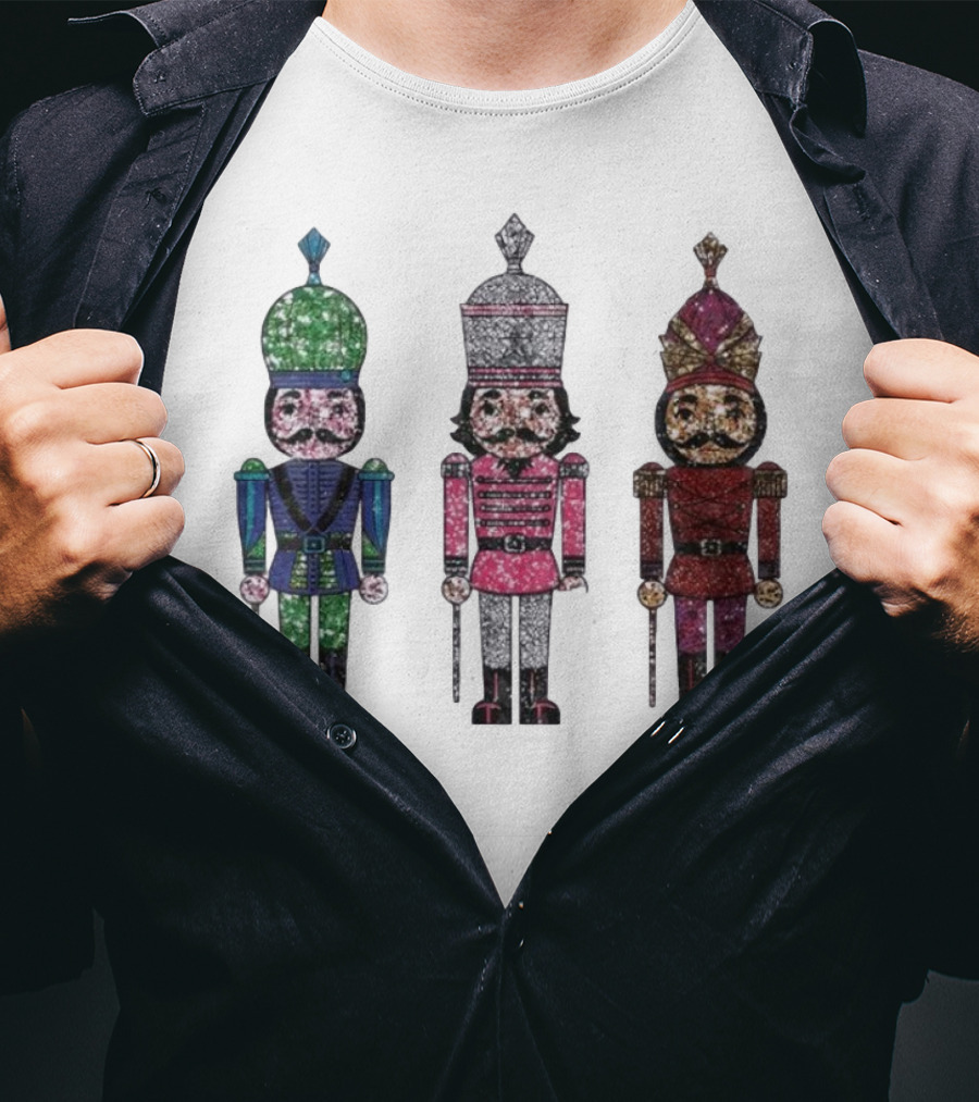 Nutcracker Christmas Glitter Soldiers Trio T-Shirt