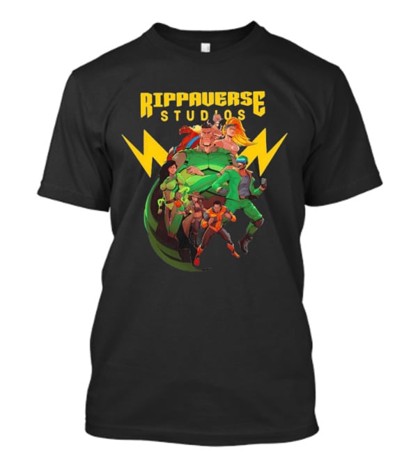 Rippaverse Studios Superhero Team Iconic Action Characters T-Shirt