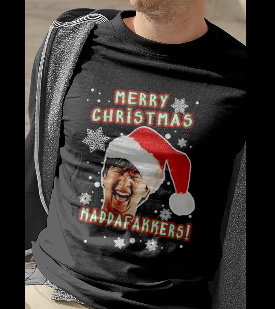 Merry Christmas Maddafakkers Ken Jeong Santa Hat Snowflakes T-Shirt