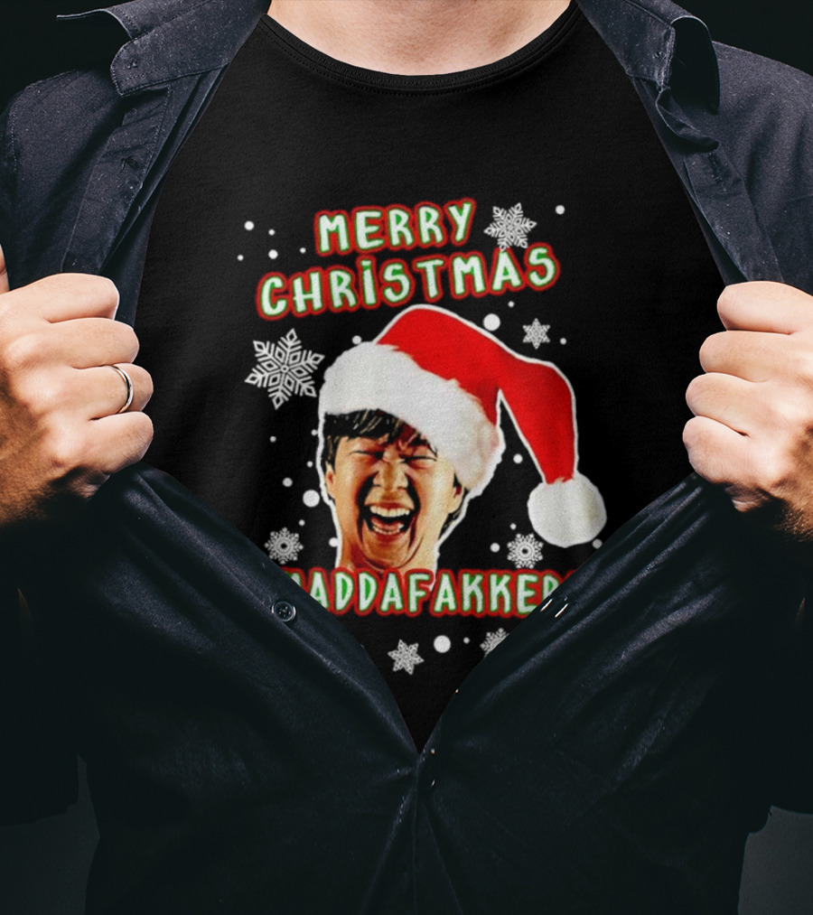 Merry Christmas Maddafakkers Ken Jeong Santa Hat Snowflakes T-Shirt