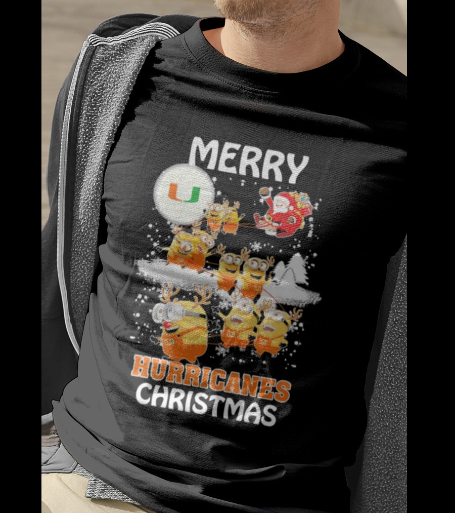 Merry Minions Miami Hurricanes Christmas T-Shirt