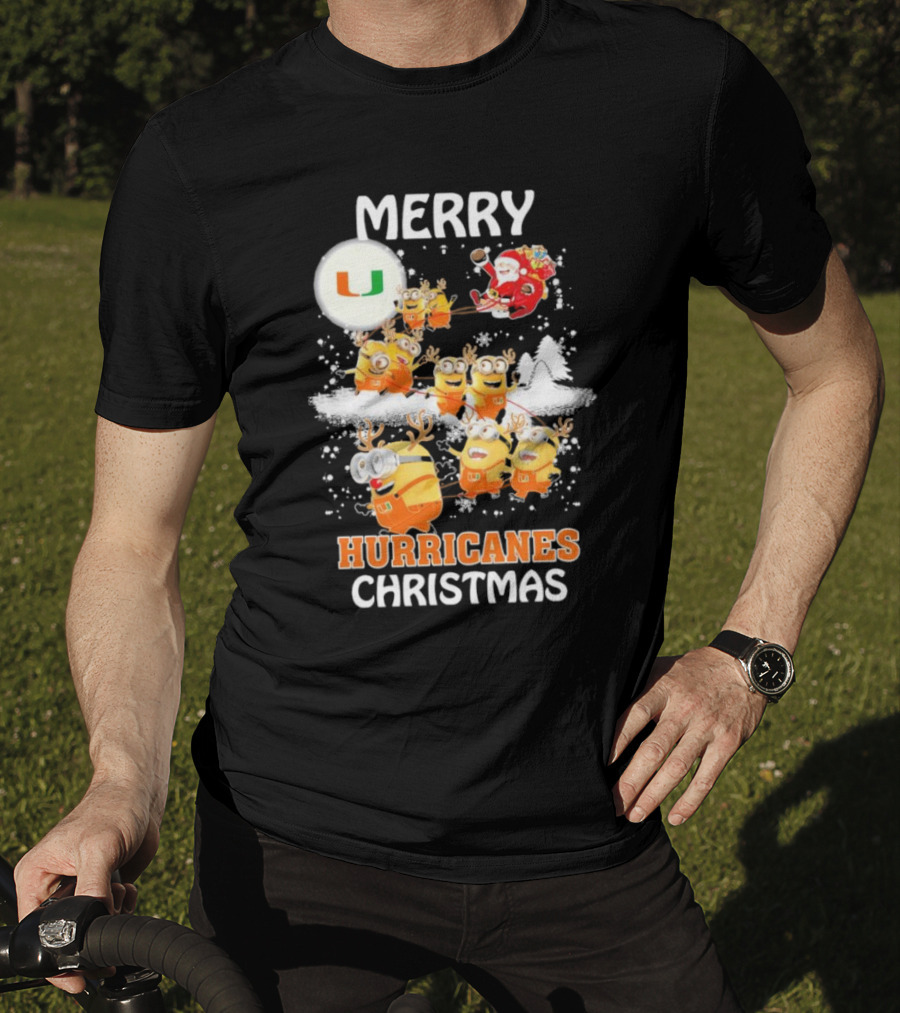 Merry Minions Miami Hurricanes Christmas T-Shirt