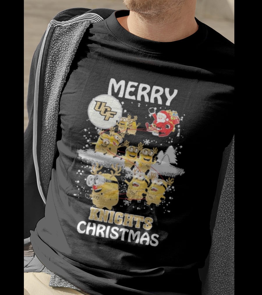 Merry UCF Knights Christmas With Minions And Santa T-Shirt